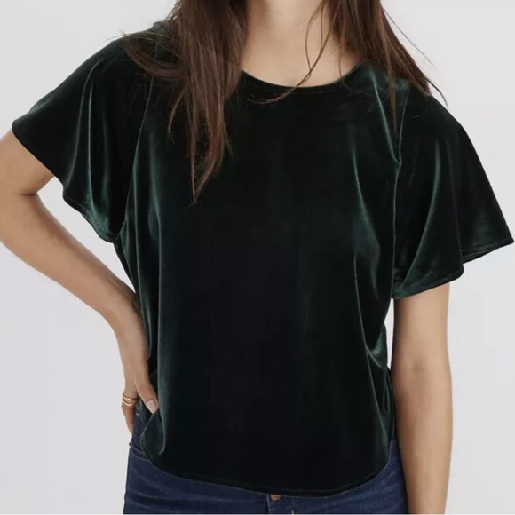 Madewell Tops - Madewell Velvet Butterfly Top Emerald Green-Whimsigoth Fairy Women’s Small